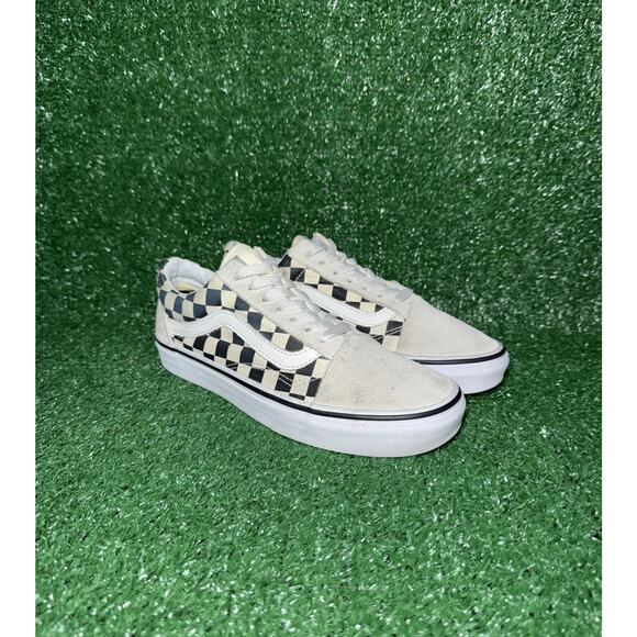 VANS Womens Old Skool Checkerboard White Black Low Top Shoes Sneakers Size 7 - Picture 1 of 9